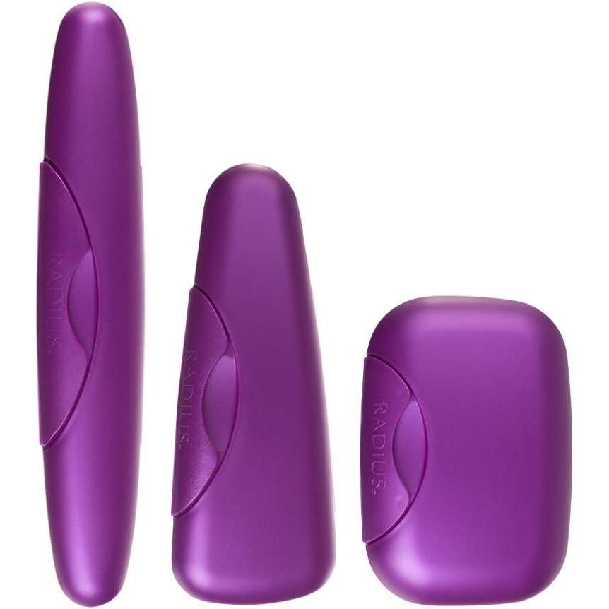 image:imageRADIUS Toothbrush Portable Travel Case Kit Standard Toothbrush Soap Razor Case Storage Box for Travel BPA Free 3 Count  Caviar PearlAmethyst Purple