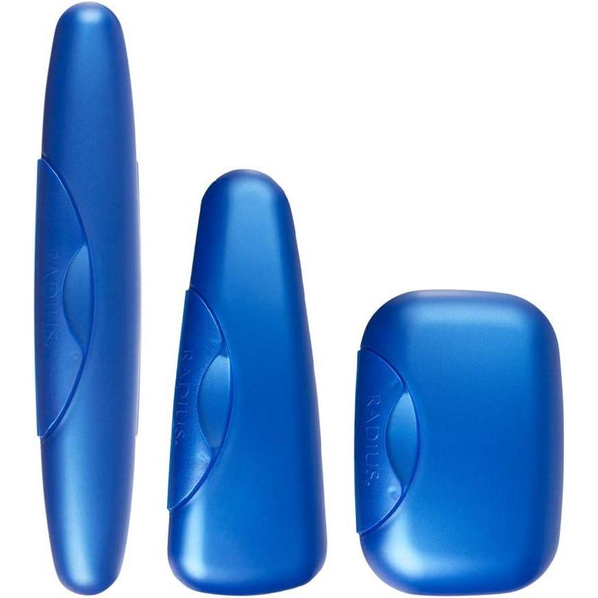 image:imageRADIUS Toothbrush Portable Travel Case Kit Standard Toothbrush Soap Razor Case Storage Box for Travel BPA Free 3 Count Caviar PearlSapphire Blue