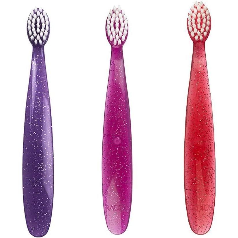 image:imageRADIUS Totz Toothbrush Extra Soft Brush BPA Free amp ADA Accepted Designed for Delicate Teeth amp Gums for Children 18 Months amp Up Magenta Sparkle Pack of 1PurplePinkCoral