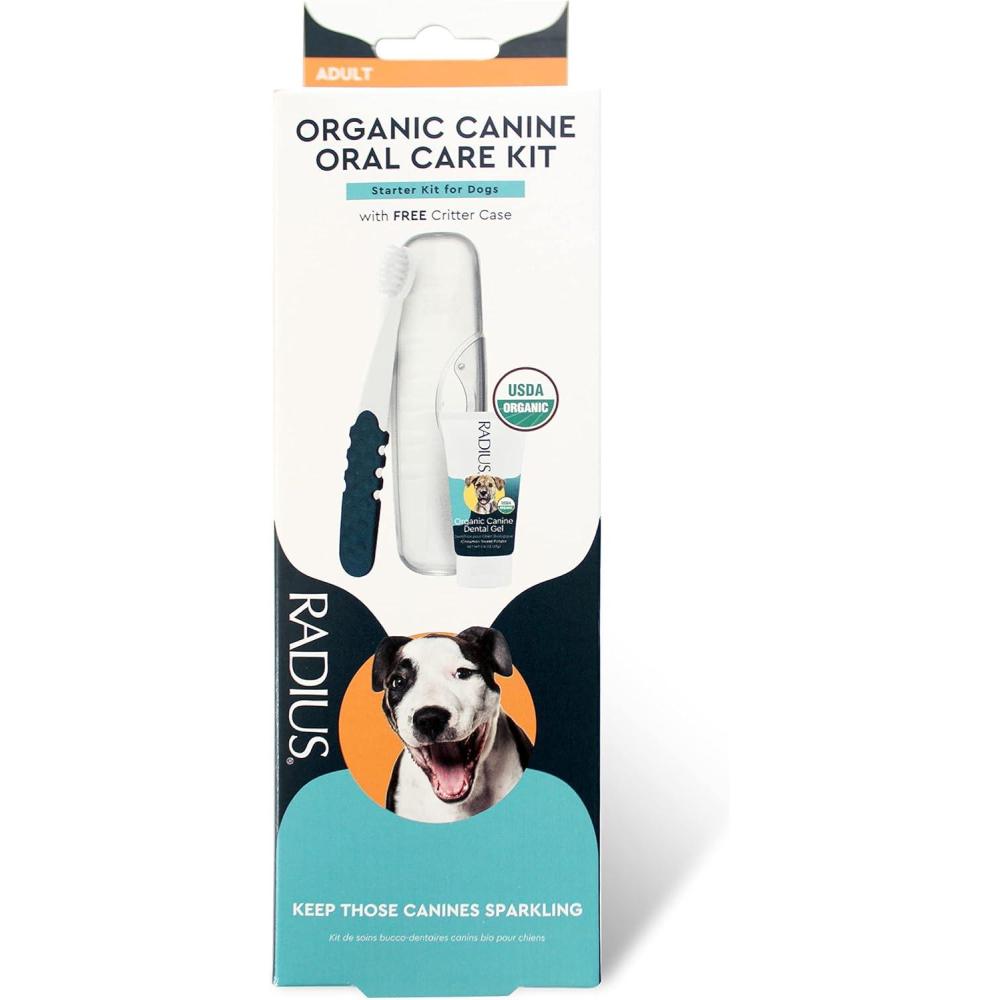 image:imageRADIUS USDA Organic Dental Solutions Puppy Kit 2 Units Kit Includes 1 Dog Toothbrush amp 1 08oz Toothpaste Ultra Soft Bristle amp Non Toxic Toothpaste for Dogs Designed to Clean Teeth Xylitol FreeAdult  Pack of 1