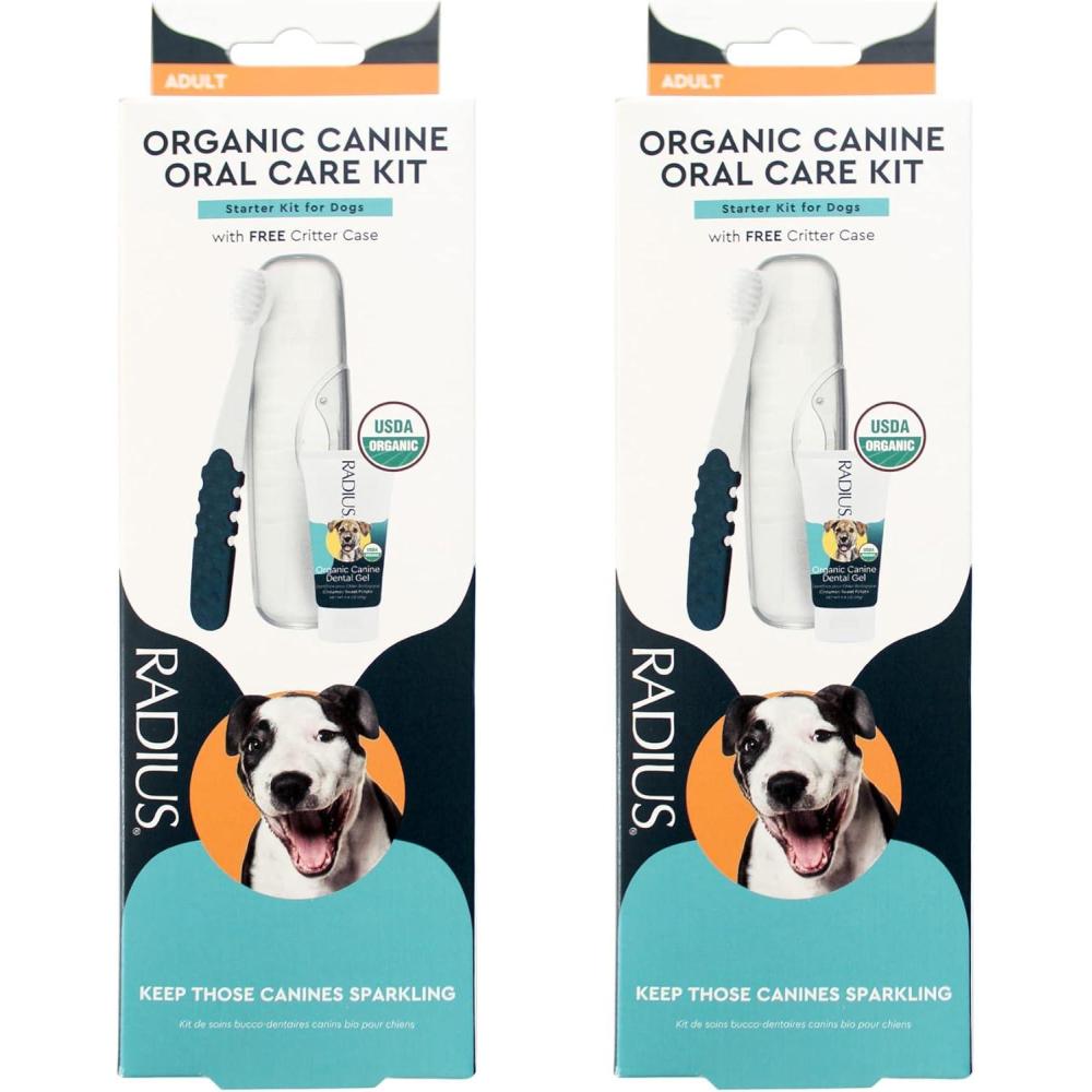 image:imageRADIUS USDA Organic Dental Solutions Puppy Kit 2 Units Kit Includes 1 Dog Toothbrush amp 1 08oz Toothpaste Ultra Soft Bristle amp Non Toxic Toothpaste for Dogs Designed to Clean Teeth Xylitol FreeAdult Pack of 2