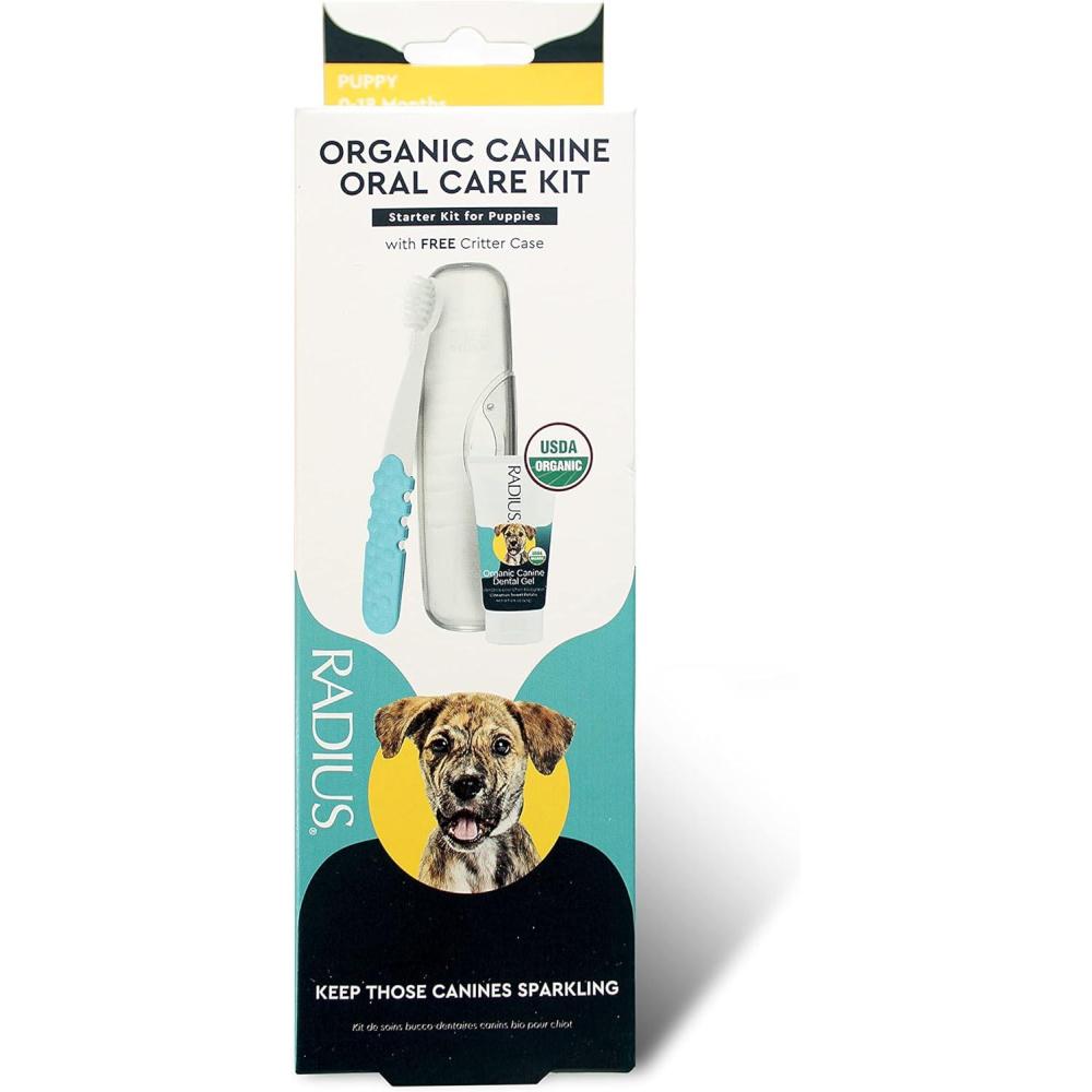 image:imageRADIUS USDA Organic Dental Solutions Puppy Kit 2 Units Kit Includes 1 Dog Toothbrush amp 1 08oz Toothpaste Ultra Soft Bristle amp Non Toxic Toothpaste for Dogs Designed to Clean Teeth Xylitol FreePuppy Pack of 1