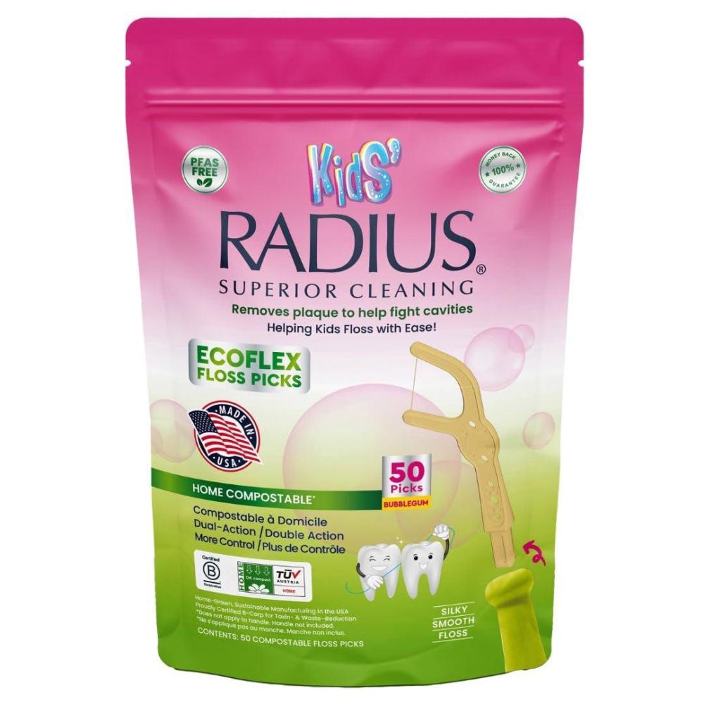 image:imageRadius Bubblegum EcoFlex Compostable Floss Picks Kids for Oral Care Boost Non Toxic Tooth amp Gum Protection1 Count Pack of 1