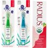 RADIUS Toddler Toothbrush and Toothpaste Bundle for Kids, 2 Pack Totz Extra Soft Brush in Blue and Green Sparkle and 1 Count Dragon Fruit Toothpaste, for Children 18 Months and Up