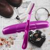 RADIUS Toothbrush Original Big Brush, BPA Free ADA Accepted – Left Hand – White Brush with White Case(Purple)