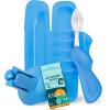 RADIUS Vacation Pastel Bundle, Includes Left Handed Big Brush with Replaceable Head, Toothbrush Travel Case, DOC Toothbrush Holder, Anywhere Travel Floss Packette, Pink, 4 Piece Bundle(Periwinkle Blue)