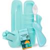 RADIUS Vacation Pastel Bundle, Includes Left Handed Big Brush with Replaceable Head, Toothbrush Travel Case, DOC Toothbrush Holder, Anywhere Travel Floss Packette, Pink, 4 Piece Bundle(Mint Green)