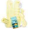 RADIUS Vacation Pastel Bundle, Includes Left Handed Big Brush with Replaceable Head, Toothbrush Travel Case, DOC Toothbrush Holder, Anywhere Travel Floss Packette, Pink, 4 Piece Bundle(Lemon Meringue Yellow)