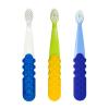 RADIUS Children’s Toothbrush, Totz Plus Brush, Extra Soft Bristles, White & Coral/Mint & Grey/Grey & Purple, BPA Free ADA Accepted, for Delicate Teeth & Gums for Children 3 Years & Up, Pack of 3(Bluewhite/ Greenyellow / Blueblue)