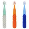 RADIUS Children’s Toothbrush, Totz Plus Brush, Extra Soft Bristles, White & Coral/Mint & Grey/Grey & Purple, BPA Free ADA Accepted, for Delicate Teeth & Gums for Children 3 Years & Up, Pack of 3(Mintgray/ Peachorange/ Blueblue)