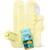 RADIUS Vacation Pastel Bundle, Includes Left Handed Big Brush with Replaceable Head, Toothbrush Travel Case, DOC Toothbrush Holder, Anywhere Travel Floss Packette, Pink, 4 Piece Bundle(Lemon Meringue Yellow)