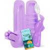RADIUS Vacation Pastel Bundle, Includes Left Handed Big Brush with Replaceable Head, Toothbrush Travel Case, DOC Toothbrush Holder, Anywhere Travel Floss Packette, Pink, 4 Piece Bundle(Lavender Purple)