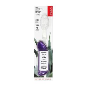 RADIUS Big Brush with Replaceable Head BPA Free & ADA Accepted Toothbrush Designed to Improve Gum Health & Reduce Gum Issues – Right Hand – Assorted – Pack of 6(Purple)