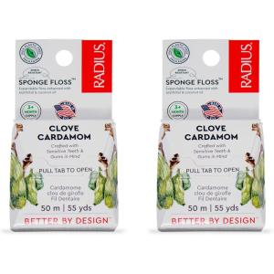 RADIUS Clove Cardamom Dental Floss 55 Yards Vegan & Non-Toxic Oral Care Boost & Designed to Help Fight Plaque Clear – Pack of 2