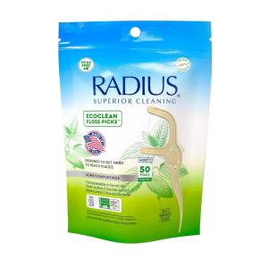 RADIUS Peppermint EcoClean Compostable Floss Picks Adult for Oral Care Boost Non Toxic Tooth & Gum Protection(1 Count (Pack of 1))
