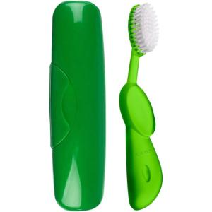 RADIUS Toothbrush Original Big Brush, BPA Free ADA Accepted – Left Hand – White Brush with White Case(Green)
