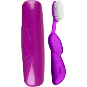 RADIUS Toothbrush Original Big Brush, BPA Free ADA Accepted – Left Hand – White Brush with White Case(Purple)