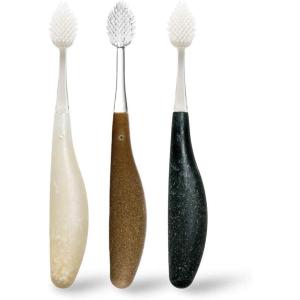 RADIUS Toothbrush Source Floss Brush BPA Free & ADA Accepted Improve Gum Health & Reduce Gum Issues – Medium – Cornstarch/Hemp/Money – Pack of 3