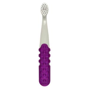 RADIUS Totz Plus Brush Kids Toothbrush Silky Soft BPA Free ADA Accepted Designed for Delicate Teeth & Gums for Children 3 Years & Up – WhiteBlue – Pack of 1(Cool Grey/Amethyst)