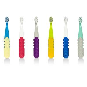 RADIUS Totz Plus Brush Kids Toothbrush Silky Soft BPA Free ADA Accepted Designed for Delicate Teeth & Gums for Children 3 Years & Up – WhiteBlue – Pack of 1(Assorted Colors)