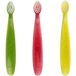 RADIUS Totz Toothbrush Extra Soft Brush BPA Free & ADA Accepted Designed for Delicate Teeth & Gums for Children 18 Months & Up – Magenta Sparkle – Pack of 1(Green/Coral/Yellow)