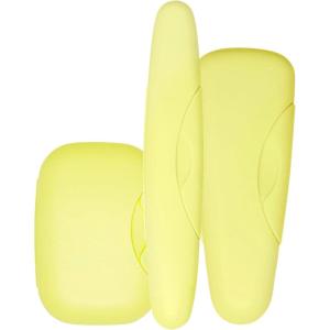 RADIUS Travel Case Value Pack, 3 Count (Toothbrush, Razor, Soap), BPA-Free Recycled Plastic, Portable for Bathroom, School, Home, Camping – White(Lemon Yellow)