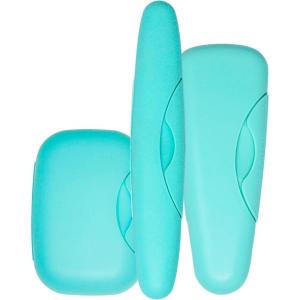RADIUS Travel Case Value Pack, 3 Count (Toothbrush, Razor, Soap), BPA-Free Recycled Plastic, Portable for Bathroom, School, Home, Camping – White(Mint Green)