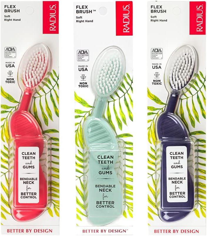 image:imageRADIUS Flex Brush with Soft Bristles Toothbrush BPA Free amp ADA Accepted Designed to Improve Gum Health amp Reduce Issues Right Hand PurpleWhite Pack of 1Purple Watermelon Mint