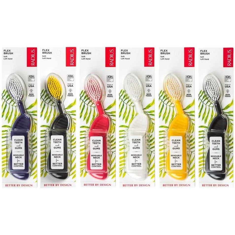 image:imageRADIUS Flex Brush with Soft Bristles Toothbrush BPA Free amp ADA Accepted Designed to Improve Gum Health amp Reduce Issues  Right Hand  PurpleWhite  Pack of 1Assorted