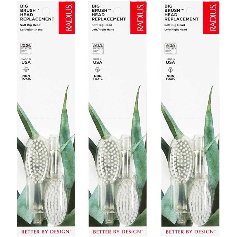 image:imageRADIUS Toothbrush Replaceable Brush Heads 2Count Improve Gum Health amp Reduce Gum Issues  Soft Big Head  Pack of 3