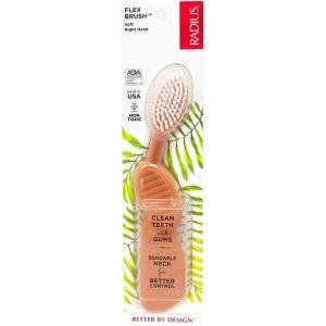 RADIUS Flex Brush with Soft Bristles Toothbrush BPA Free & ADA Accepted Designed to Improve Gum Health & Reduce Issues – Right Hand – Purple/White – Pack of 1(Orange/White)