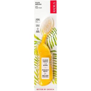RADIUS Flex Brush with Soft Bristles Toothbrush BPA Free & ADA Accepted Designed to Improve Gum Health & Reduce Issues – Right Hand – Purple/White – Pack of 1(Yellow/White)
