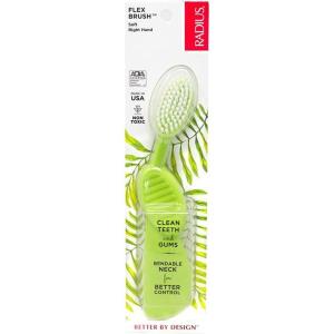 RADIUS Flex Brush with Soft Bristles Toothbrush BPA Free & ADA Accepted Designed to Improve Gum Health & Reduce Issues – Right Hand – Purple/White – Pack of 1(Lime/White)